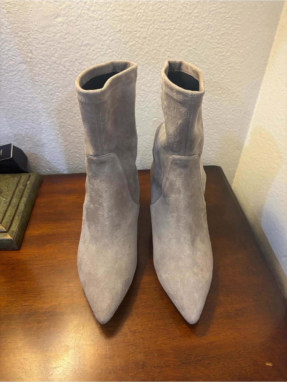 Women's Pointed Toe Suede Ankle Boots - Gray Scarlett Chase